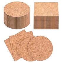 100 Pieces Self-Adhesive Diy Coaster Square Cork And Round Cork Backing ... - £21.25 GBP