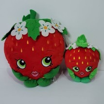 Shopkins Strawberry Kiss Plush Lot Of 2 Stuffed Animal 6&quot; Baby And Mama 11&quot; - £15.56 GBP
