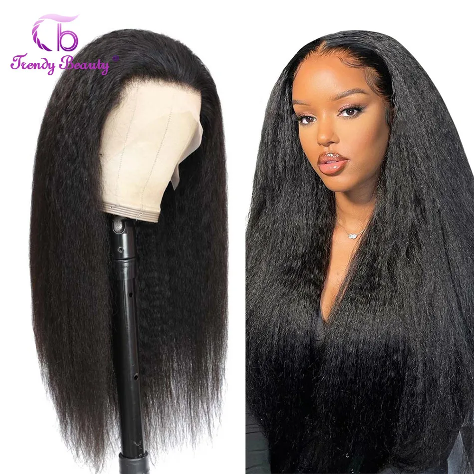 Transparent 13x6 Lace Frontal Wig Human Hair Wigs For Women Peruvian Kinky - £69.32 GBP+