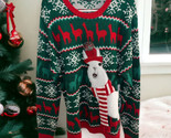 33 Degrees Lama Christmas Sweater X-Large Red &amp; Green White Holiday Ugly... - $19.79