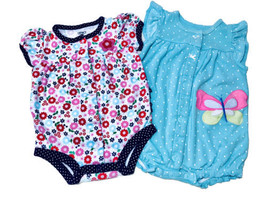 Carter&#39;s Baby Girl Size 3M Lot Of 6 Floral Striped Polka Dot Cotton Rompers - £18.00 GBP