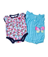 Carter&#39;s Baby Girl Size 3M Lot Of 6 Floral Striped Polka Dot Cotton Rompers - £18.05 GBP