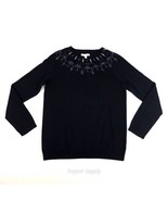 RSVP By Talbots Black Crew Neck Sweater Embellished Neckline Size Medium  - £17.91 GBP