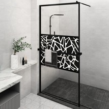 Walk-in Shower Wall with Shelf Black 45.3&quot;x76.8&quot; ESG Glass&amp;Aluminum - $11,010.48 MXN