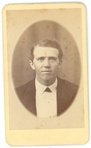 Antique CDV Circa 1880&#39;S Handsome Young Man In Fancy Suit and Bow Tie Smiling - £7.50 GBP
