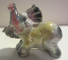 Vintage Ceramic ELEPHANT Trunk Up Good Luck lusterware - $21.52