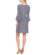 TOMMY HILFIGER Women&#39;s Printed Jersey Bell Sleeve A-line Dress Size 10 Blue - $67.87 CAD