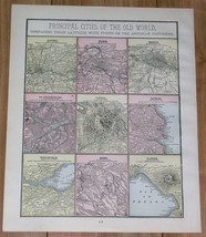 1896 Map London Paris St. Petersburg Berlin Vienna Dublin Rome Naples Edinburgh - £21.51 GBP