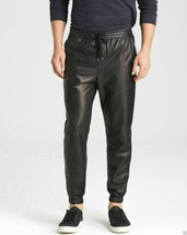 Leather Joggers Black Leather Pants Men Soft Lambskin 501 Style Trouser - £119.61 GBP