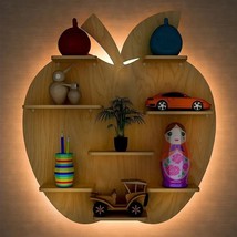 Apple Shape Backlit Wood Wall Shelf / Book Shelf / Night Light - £385.00 GBP