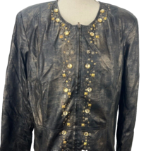 Vintage Choices XL Jacket Coat Blazer Beads Gold Shimmer Full Zip Dressy - $39.99