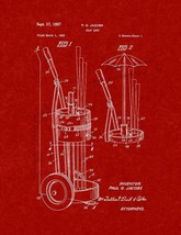 Golf Cart Patent Print - Burgundy Red - $7.95+