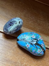 Lot of Blue w Pink &amp; White Apple Blossom Flowers &amp; Chickadee in Branch &amp; Black - £8.43 GBP