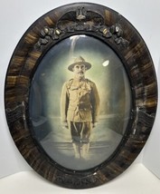 WW1 Era US Soldier Photo in a Patriotic USA Bubble Glass Frame - $125.00