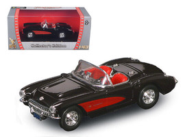 1957 Chevrolet Corvette Convertible Black 1/43 Diecast Car Road Signature - £18.39 GBP