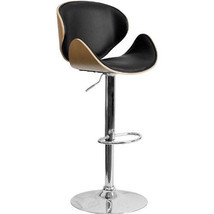 Modern Adjustable Height Barstool with Curved Black Vinyl Seat &amp; Back - £232.73 GBP