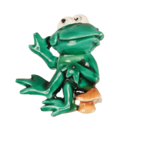 J J Jonette Vintage Brooch Pin Enamel Frog on Toadstool - £9.74 GBP