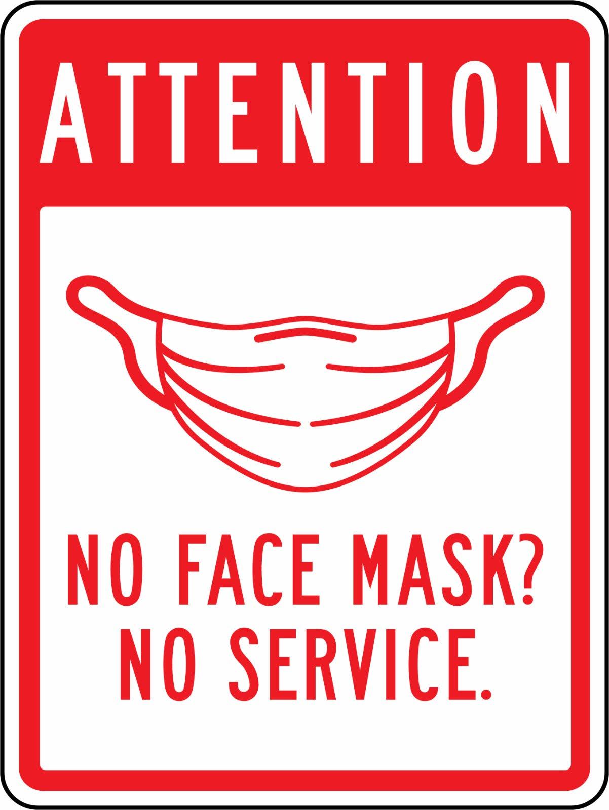 No Face Mask No Service Aluminium Metal Safety Sign - $21.99