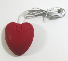 Heart-Shaped Computer Mouse Red Wired USB - $7.91
