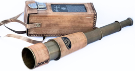 Antique Retro High Magnification Brass Tube Telescope with Pirates Handicraft Le - £36.76 GBP