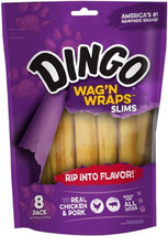 Premium Chicken Meat Rawhide Slims by Dingo Wagn Wraps (No China Ingredi... - $10.84+