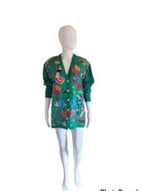 Vintage 90s Carlisle Silk Green Hot Air Balloon stitched quilt sweater C... - £201.54 GBP