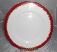 ROYAL ALBERT dinner plate raised gold red burgundy scalloped edge  ENGLAND BONE - £23.61 GBP
