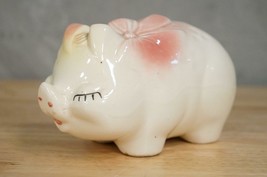 Vintage Shawnee Art Ceramic Pottery Pink Bow Shamrock SMILEY PIG Piggy Bank - £33.96 GBP