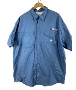 Columbia PFG XL Vented Fishing Shirt Blue Short Sleeve Mens Button Down ... - $591.80 MXN