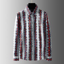 High Quality Vintage  Shirts Men skin Printing Long Sleeve Casual Shirt Slim Fit - £236.22 GBP