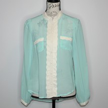 Lucy &amp; Co. Call Me Darling Mint Green and Cream Button-Up Top Blouse size M - $41.89