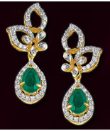 2.00ct Diamond Emerald 14k Yellow Gold Charming Ladies Bridal Earrings - £1,312.24 GBP