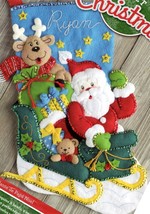 DIY Bucilla Santas Helper Sleigh Reindeer Christmas Eve Felt Stocking Ki... - $32.95