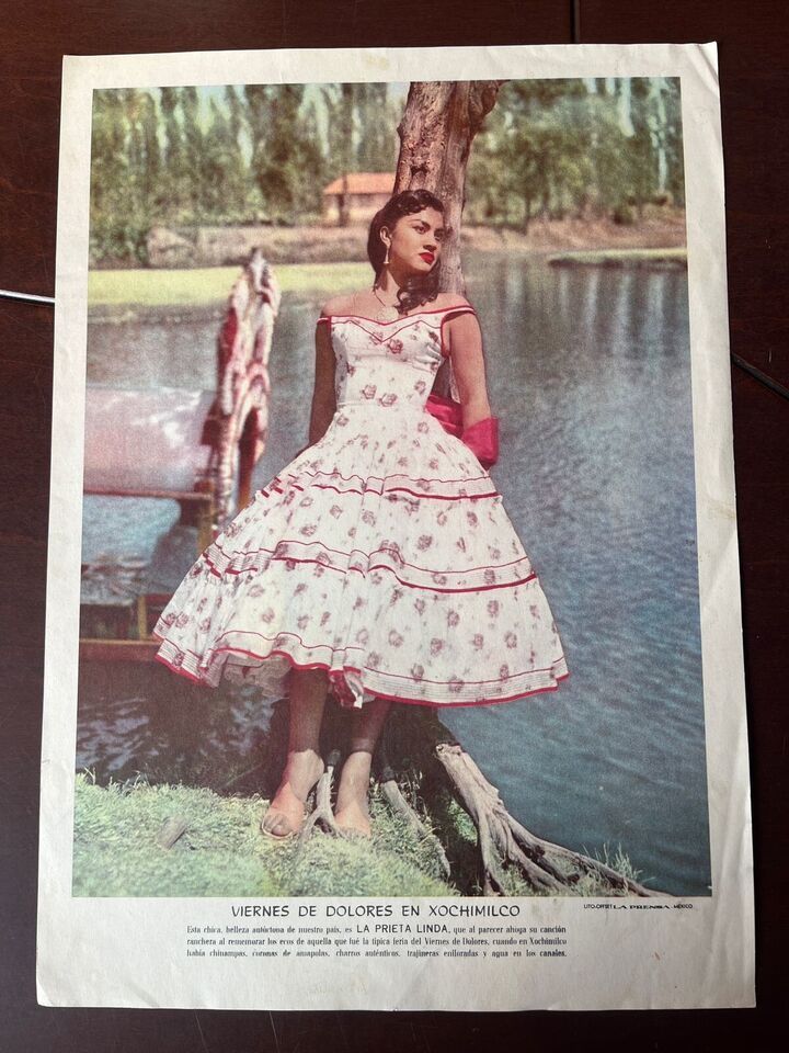VTG Movie Actress Singer LA PRIETA LINDA RANCHERA Mexican Poster From 19... - £19.14 GBP
