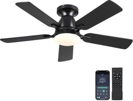 Ceiling Fans with Lights- 46&quot; Low Profile Indoor Ceiling Fan with Light Black - $53.45