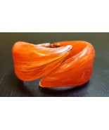 Vintage 1960s Bypass Hinged Lucite Bracelet Orange and White Swirls Hong... - £23.38 GBP