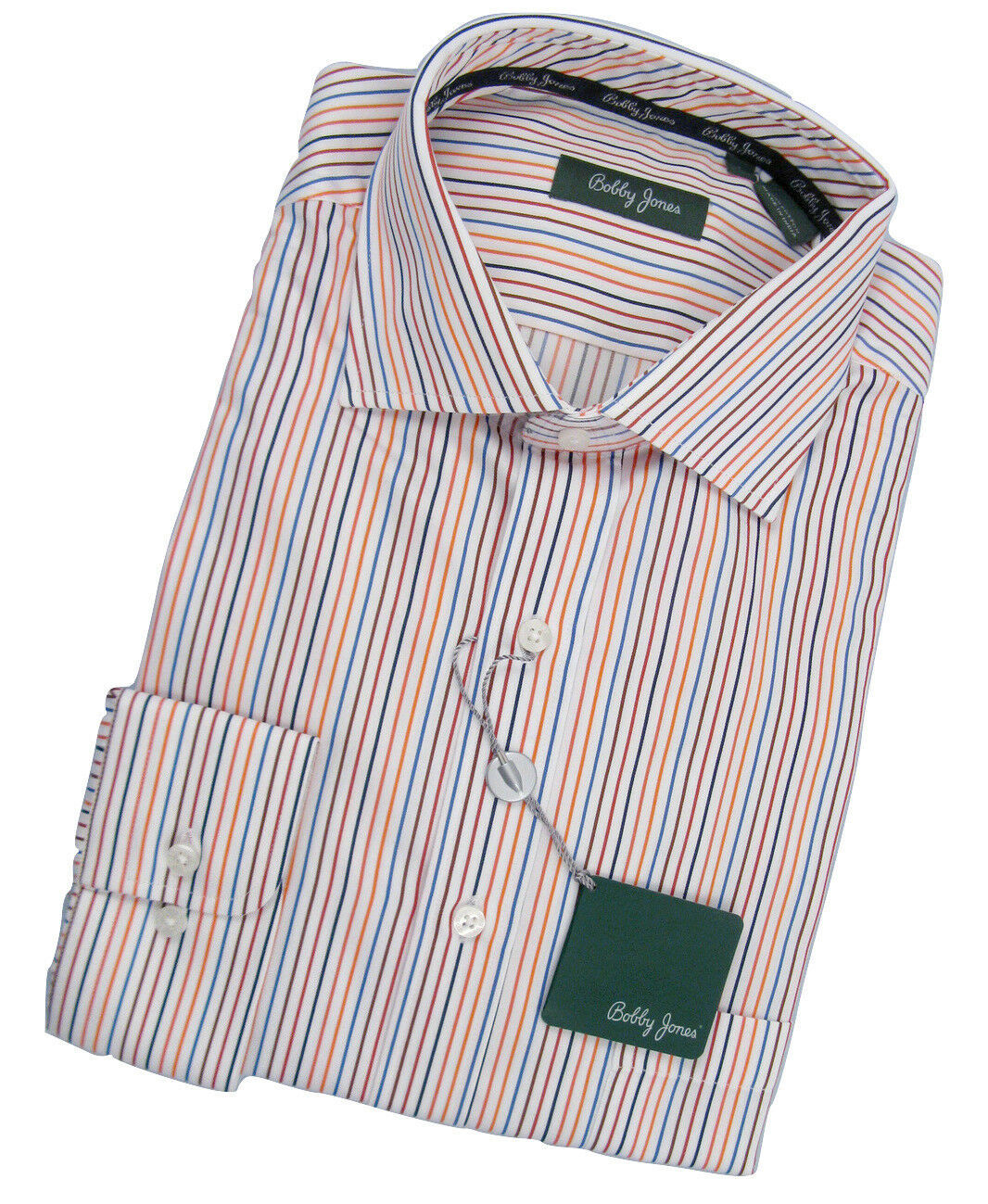 NEW Bobby Jones Collection Fine Cotton Shirt!  LG  White with Colorful S... - $49.99