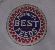 Vintage Pillsburys Best Feeds Brand Blue White Round Embroidered Patch - £13.26 GBP
