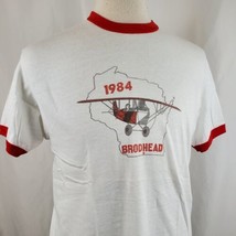 Vintage Wisconsin Fly-In Brodhead T-Shirt Ringer Hanes 50/50 Deadstock 80s - $18.99