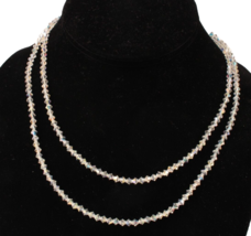 Aurora Borealis Crystal Bead Necklace 34 Inches Gorgeous Bling - $11.29