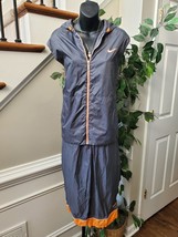 Vintage Nike Womens Blue Hooded Windbreaker Jacket &amp; Pant 2 Pc&#39;s Track Suit XL - £48.19 GBP