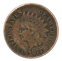 1875 1C Indian Cent Fine F Condition, Bold Clean Liberty, Very fine in Wear - $58.60