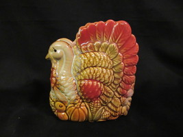 Ceramic Thanksgiving Turkey Napkin Holder 4.5&quot; tall, Fall Autumn Décor  - £7.86 GBP