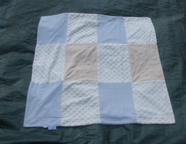 Kyle And &amp; Deena Baby Boy Blanket White Brown Tan Blue Beige Minky Dot Square - £25.39 GBP
