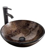 Hand-Painted Glass Vessel Sink Round Basin – Artistic Bathroom Vanity Bowl - $75.99