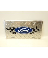 Oem Ford Ford Logo Black Flames Diamond Aluminum Metal Car License Plate... - £6.98 GBP