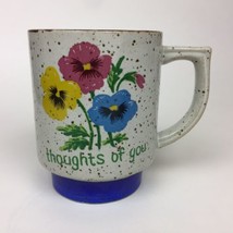 Vintage Otagiri Style Japan Floral Speckled Stoneware Coffee Cup 3.75”  THOUGHTS - £9.34 GBP