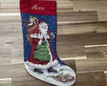 VTG Needlepoint Christmas Stocking ANNE Santa Bag of Toys Lillian Vernon... - £13.61 GBP