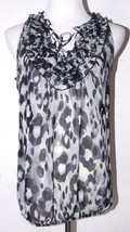 Charlotte Russe Juniors Tank Top Large Animal Print Sheer Ruffle Neckline Summer - £10.79 GBP