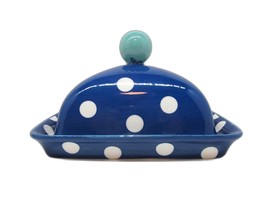 Anthropologie Molly Hatch Blue &amp; White Polka Dot Covered Butter Dish - $33.00